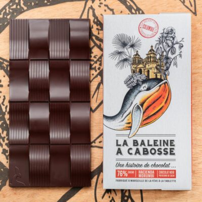 Chocolatier à Marseille - Chocolaterie artisanale La Baleine à cabosse 5 Tablette de chocolat noir Colombie Hacienda Morumbi 76%