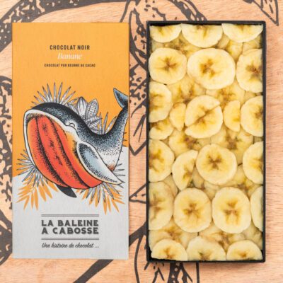 Chocolatier à Marseille - Chocolaterie artisanale La Baleine à cabosse 7 Tablette de chocolat noir à la banane 65%
