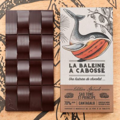 Chocolatier à Marseille - Chocolaterie artisanale La Baleine à cabosse 6 Tablette de chocolat noir Sao Tomé Cantagalo 70%