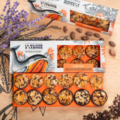 Chocolatier à Marseille - Chocolaterie artisanale La Baleine à cabosse 1 Florentins à la lavande et au grué de cacao